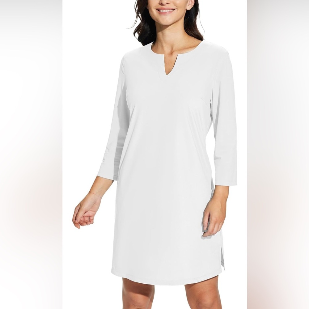 BALEAF Sun Protection Swim Cover Up Dress with Pockets 3/4 Sleeve UPF 50+ 2024